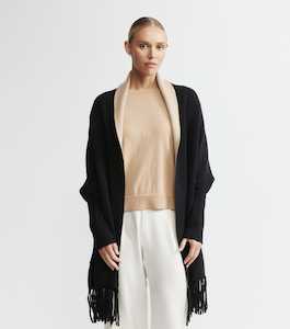 Cashmere Double Sided Jacket - Black/Camel