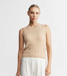 Mothers Day Gift Guide: Cashmere Cable Tank - Camel