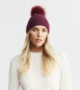 Burgundy Cacao Edit: Cashmere Pom Pom Beanie - Burgundy