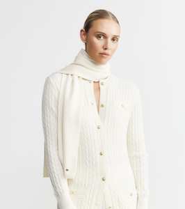 Cashmere Jacquard Scarf - Cream