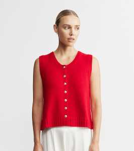 Products: Cashmere Relaxed Button Vest - Red