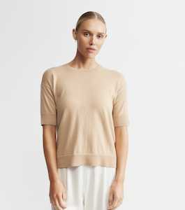 Essential Tee Sweater Scarf Bundle: Essential Cashmere Crew Tee - Camel