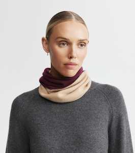 Cashmere Two Tone Snood - Burgundy/Camel