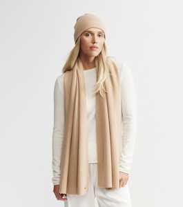 Cashmere Fisherman Rib Scarf - Camel