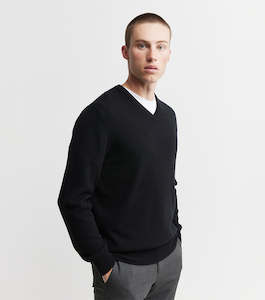 Mens Essential Cashmere V Sweater - Black