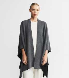 Cashmere Double Sided Cape - Black/Graphite