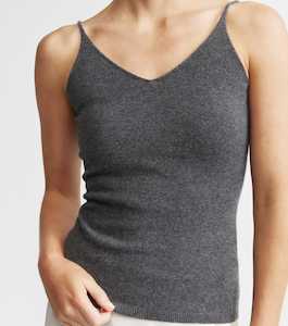 Cashmere V Neck Camisole - Graphite