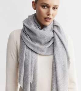 Cashmere Fine Diagonal Wrap - Grey Marle