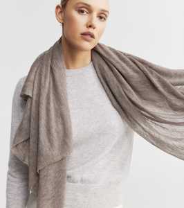 Scarves Snoods: Cashmere Fine Diagonal Wrap - Walnut