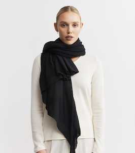 Cashmere Fine Diagonal Wrap - Black
