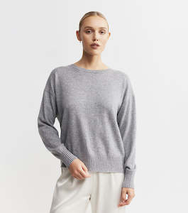 Essential Cashmere Relaxed Crew Neck - Dark Grey Melange