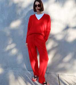 Matching Sets: Cloud Cashmere Trouser - Red