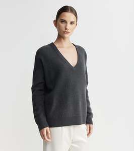 Cloud Cashmere V Sweater - Steel