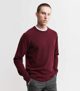 Mens Cashmere Saddle Crew - Shiraz