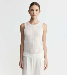 Matching Sets: Fine Cashmere Pointelle Tank - Ivory