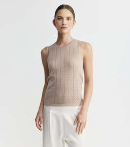 Matching Sets: Fine Cashmere Pointelle Tank - Taupe