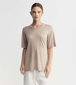 Matching Sets: Fine Cashmere Tee - Taupe