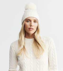 New Accessories Arrivals: Cashmere Pom Pom Beanie - Cream