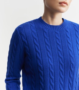 Crew Necks 1: Cashmere Cable Crew Sweater - Lapis