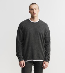 All Men: Cashmere Oversized Crew Sweater - Graphite