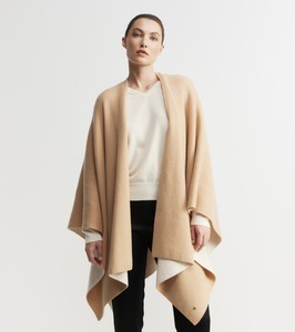 Fall Essentials: Cashmere Double Sided Cape - Camel/Cream