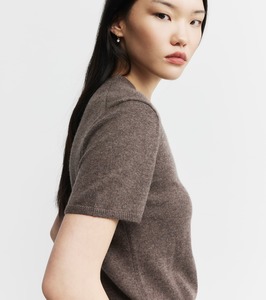 Cashmere Slim Fit Tee - Brown Melange