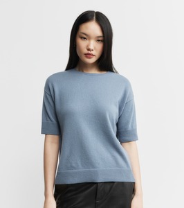 Essential Cashmere Crew Tee - Steel Blue