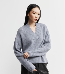 Featherweight Cashmere V - Grey Melange