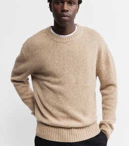 Mens Cashmere Relaxed Crew - Brown Speckle