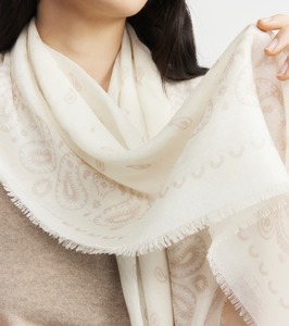 Travel Wraps Scarves: Cashmere Bandana Scarf - Cream/Sand