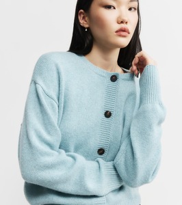 Womens Cashmere: Luxe Relaxed Cashmere Cardigan - Seafoam