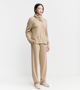 Womens Cashmere: Baby Cashmere Trouser - Camel Melange