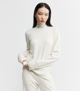 Womens Cashmere: Baby Cashmere Mock Neck Sweater - Cream