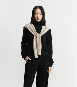 Cashmere Cable Sweater Scarf - Birch