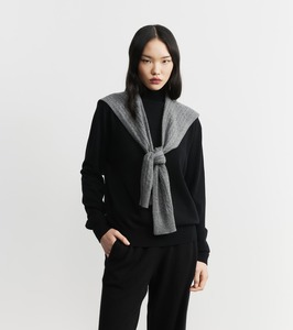 Cashmere Cable Sweater Scarf - Graphite