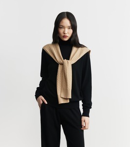 Cashmere Cable Sweater Scarf - Camel
