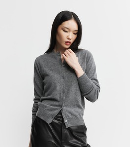 Essential Cashmere Crew Cardigan - Graphite