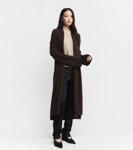 Featherweight Cashmere Longline Cardigan - Cacao
