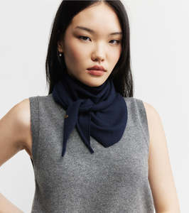 Cashmere Triangle Scarf - Navy