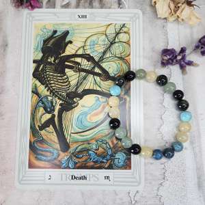 Crystal Bead Bracelet – Thoth Tarot Card- Death