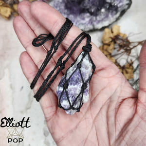 Chevron Amethyst Macrame Necklace