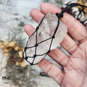 Lemurian Quartz Macrame Crystal Necklace