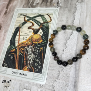 Crystal Bead Bracelet – Thoth Tarot Card- Queen of Disks