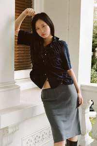 Gathered SS Shirt in Midnight