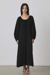 Permanent: Bloom U-Neck Maxi Dress in Black