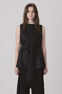 Jose Linen Tie Top in Black