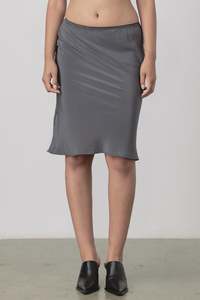 Slip Midi Picot Skirt in Fossil