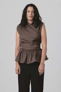 Permanent: Wrap Bodice Deux Top in Chocolate