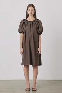 Last Ones: Bloom SS Midi Dress in Chocolate
