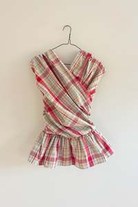 Last Ones: Wrap Bodice Deux Top in Berry Plaid